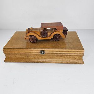 Vintage Wood Antique 1932 Ford V8 Car Men's Jewelry Box Taiwan